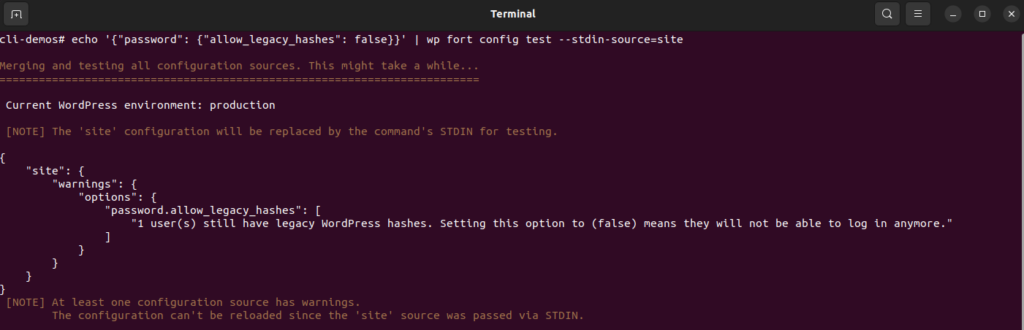 Fortress Config Test From Stdin